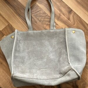 Beautiful Margot Suede Tote Bag in Light Gray W/wallet inside